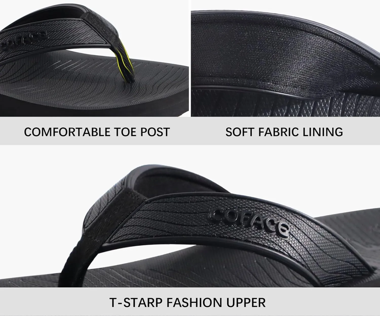 COFACE Men's Flip Flops Comfortable Yoga Mat Cushion Thong Sandals with Arch Support Casual Summer Beach Slides For Man, Size 7~15