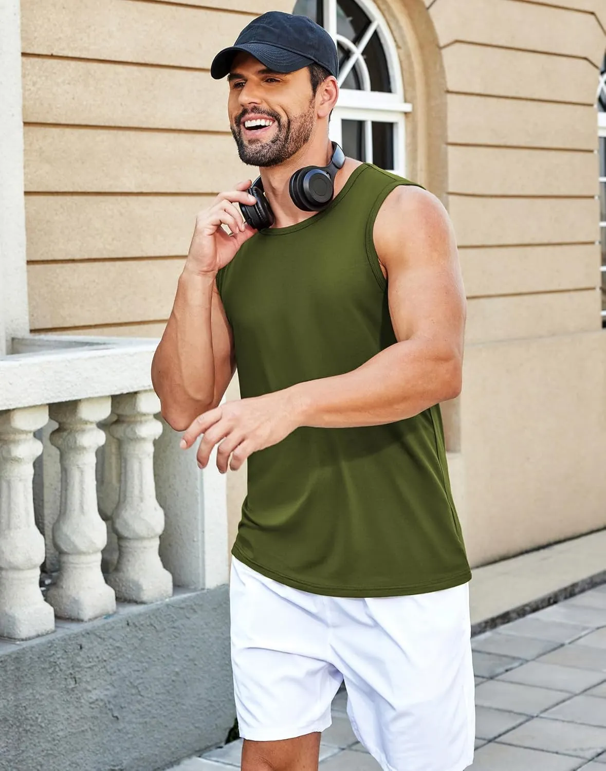 COOFANDY Mens Casual Tank Tops Moisture Wicking Muscle Sleeveless Shirts Soft Bamboo Viscose Tank Shirt 2 Pack