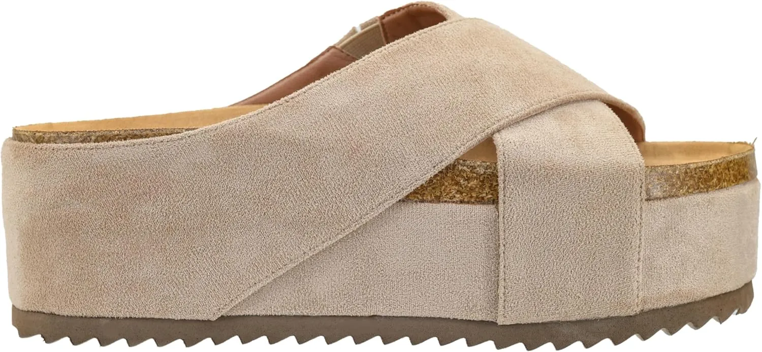 Corkys Footwear Don't Cross Me 2-Inch Platform Sandals with Chic Crisscrossed Faux Suede Straps – Cute and Comfortable
