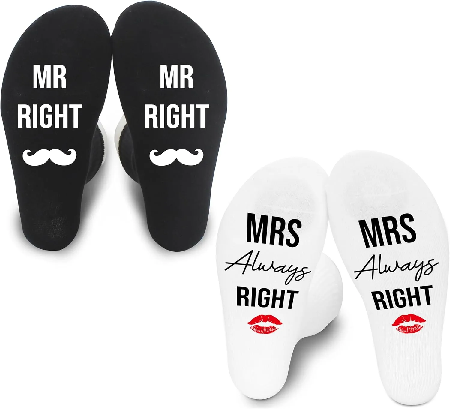 Couple socks - Anniversary Valentines Day Wedding Bridal Shower Engagement Honeymoon Romantic Gifts For Couple, 2 Pairs. (Mr and Mrs, Cotton)