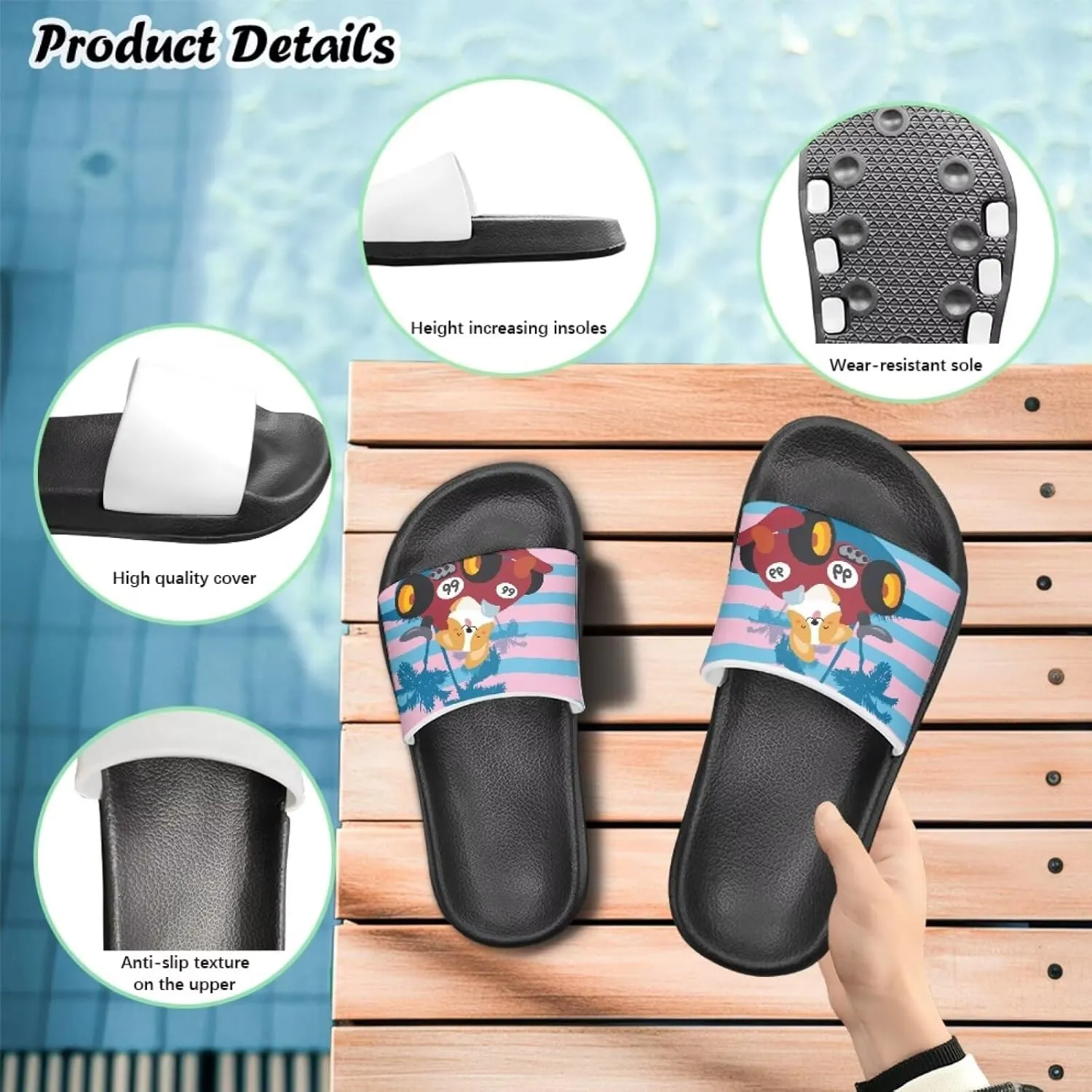 Cute Animals Summer Slippers for Boys Girls Indoor Kids Slide Sandals Comfort Cushion Footbed House Slipper