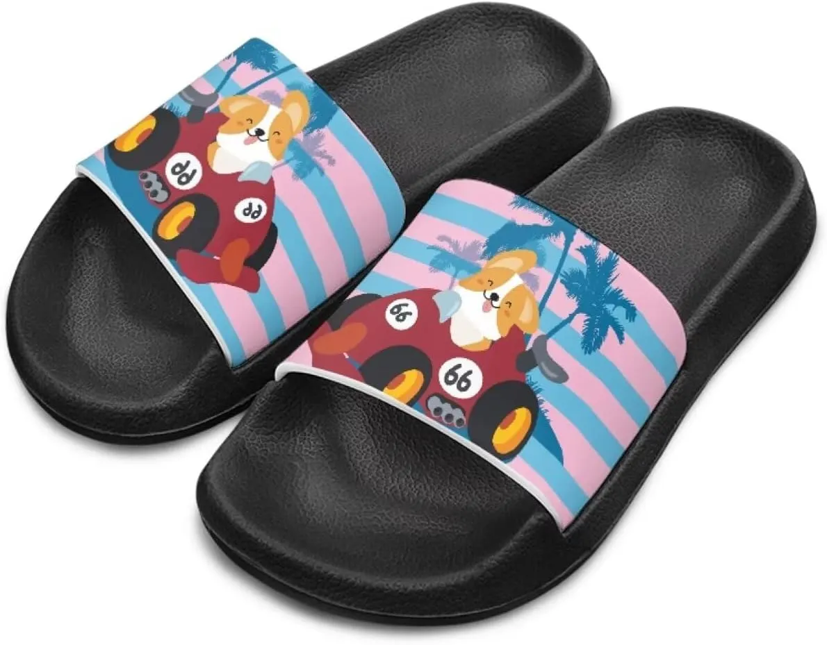 Cute Animals Summer Slippers for Boys Girls Indoor Kids Slide Sandals Comfort Cushion Footbed House Slipper