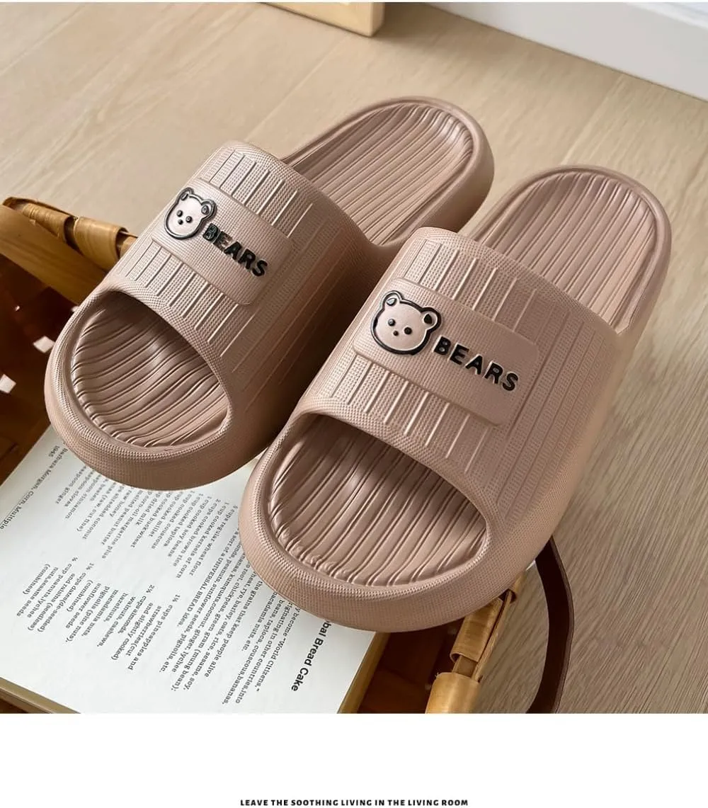Cute Bear Slippers for Women Summer Feeling Soft Platform Non-Slip Sandals Antislip Indoor Outdoor Slippers Kawaii Gifts for Women Men