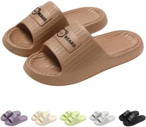 Cute Bear Slippers for Women Summer Feeling Soft Platform Non-Slip Sandals Antislip Indoor Outdoor Slippers Kawaii Gifts for Women Men