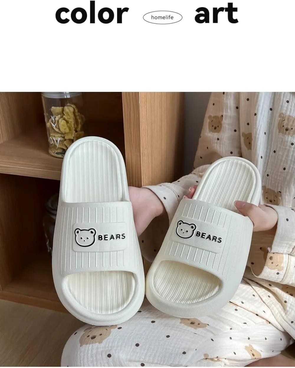 Cute Bear Slippers for Women Summer Feeling Soft Platform Non-Slip Sandals Antislip Indoor Outdoor Slippers Kawaii Gifts for Women Men