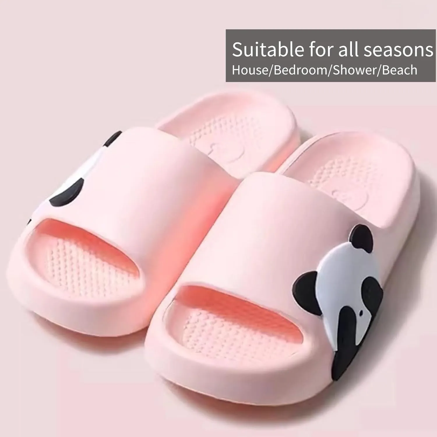 Cute Panda Slippers for Women Men Indoor Outdoor House Shower Shoes Non-Slip Adorable Cartoon Panda Slides Comfortable Couple Home Summer Sandals