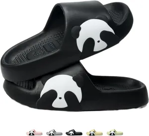 Cute Panda Slippers for Women Men Indoor Outdoor House Shower Shoes Non-Slip Adorable Cartoon Panda Slides Comfortable Couple Home Summer Sandals