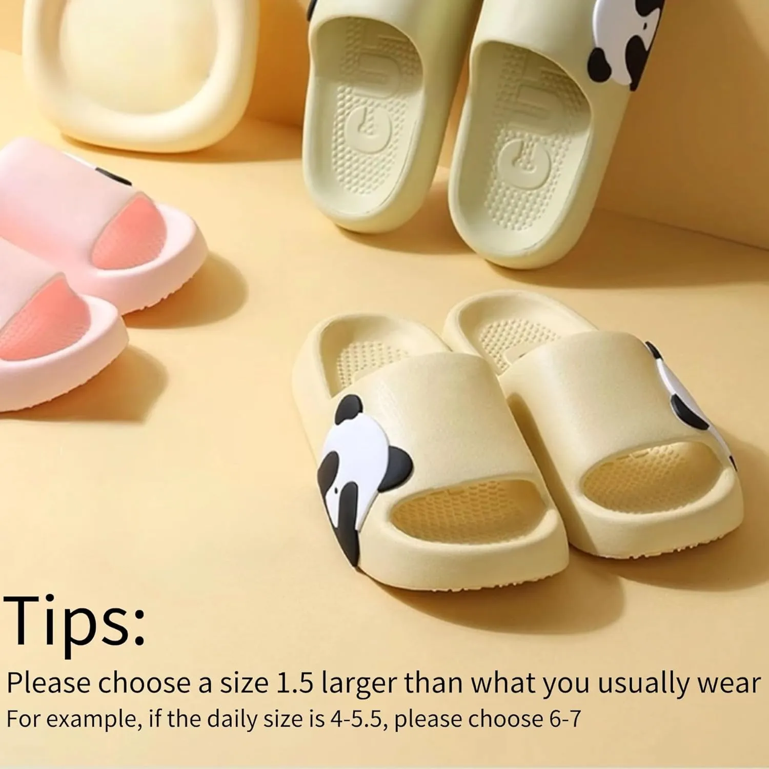 Cute Panda Slippers for Women Men Indoor Outdoor House Shower Shoes Non-Slip Adorable Cartoon Panda Slides Comfortable Couple Home Summer Sandals