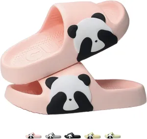 Cute Panda Slippers for Women Men Indoor Outdoor House Shower Shoes Non-Slip Adorable Cartoon Panda Slides Comfortable Couple Home Summer Sandals