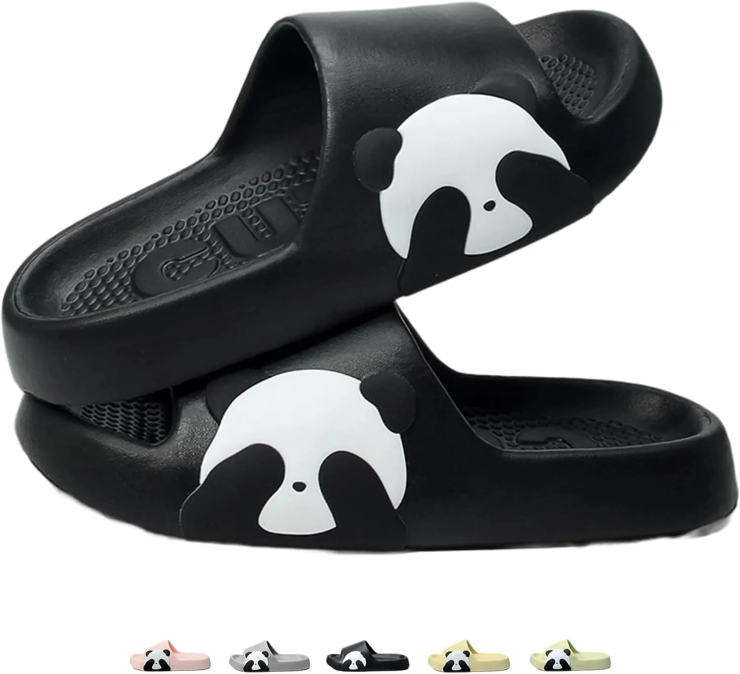 Cute Panda Slippers for Women Men Indoor Outdoor House Shower Shoes Non-Slip Adorable Cartoon Panda Slides Comfortable Couple Home Summer Sandals