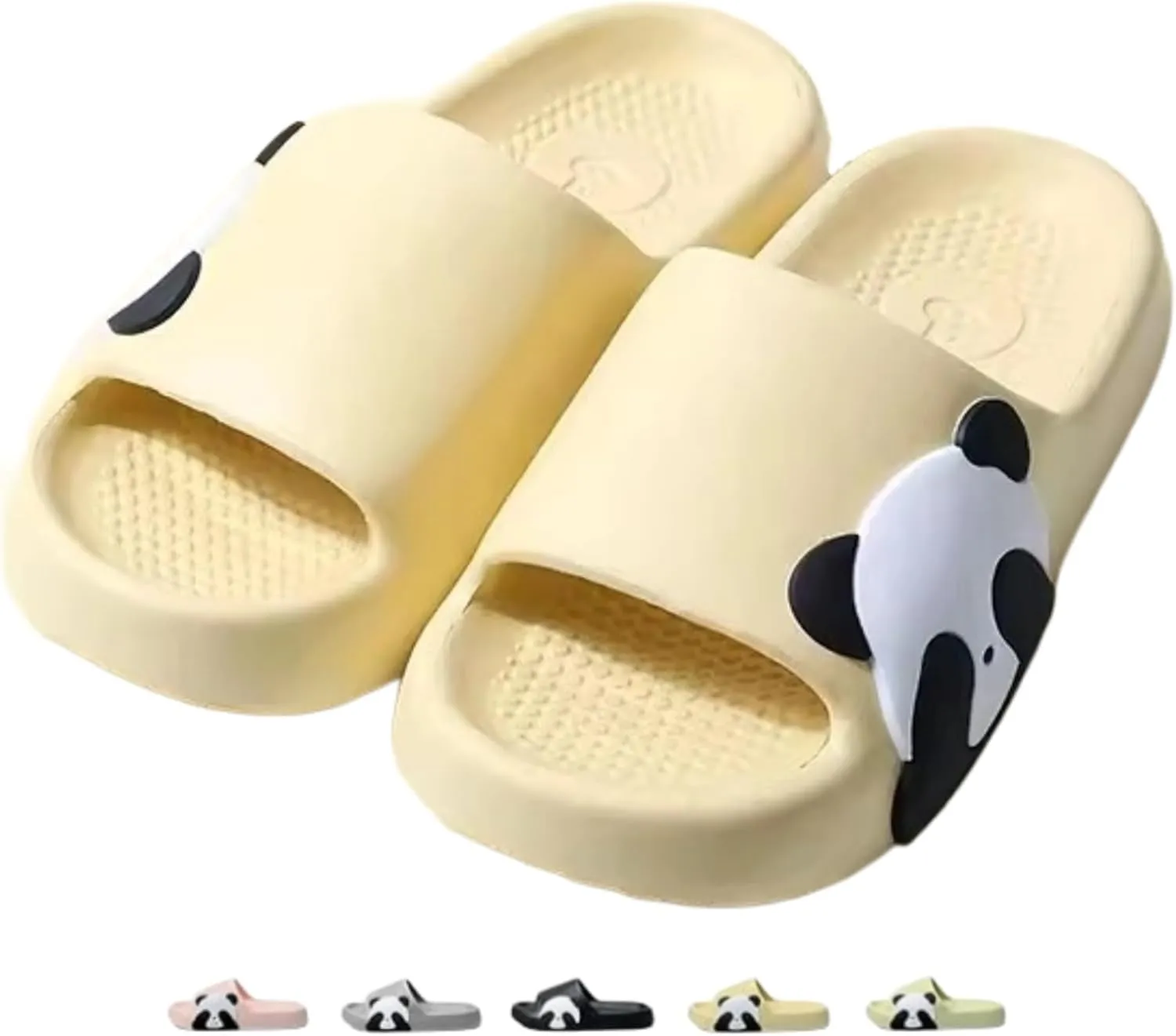 Cute Panda Slippers for Women Men Indoor Outdoor House Shower Shoes Non-Slip Adorable Cartoon Panda Slides Comfortable Couple Home Summer Sandals
