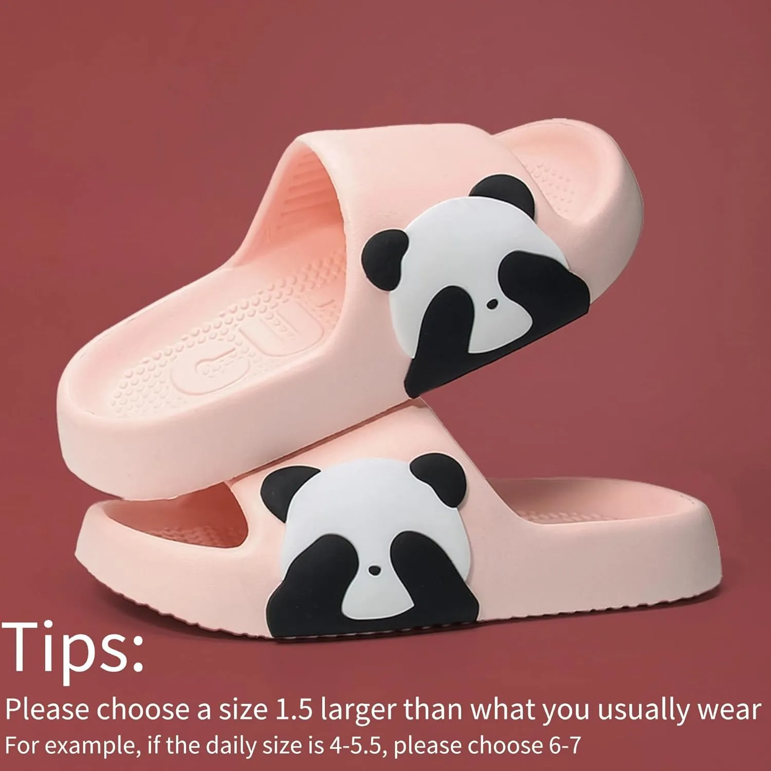 Cute Panda Slippers for Women Men Indoor Outdoor House Shower Shoes Non-Slip Adorable Cartoon Panda Slides Comfortable Couple Home Summer Sandals