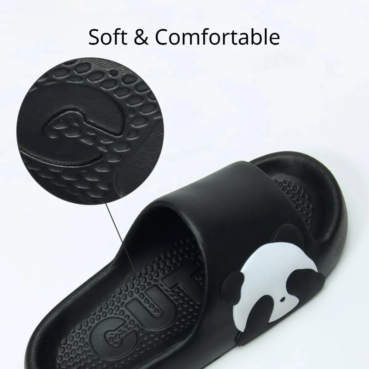 Cute Panda Slippers for Women Men Indoor Outdoor House Shower Shoes Non-Slip Adorable Cartoon Panda Slides Comfortable Couple Home Summer Sandals