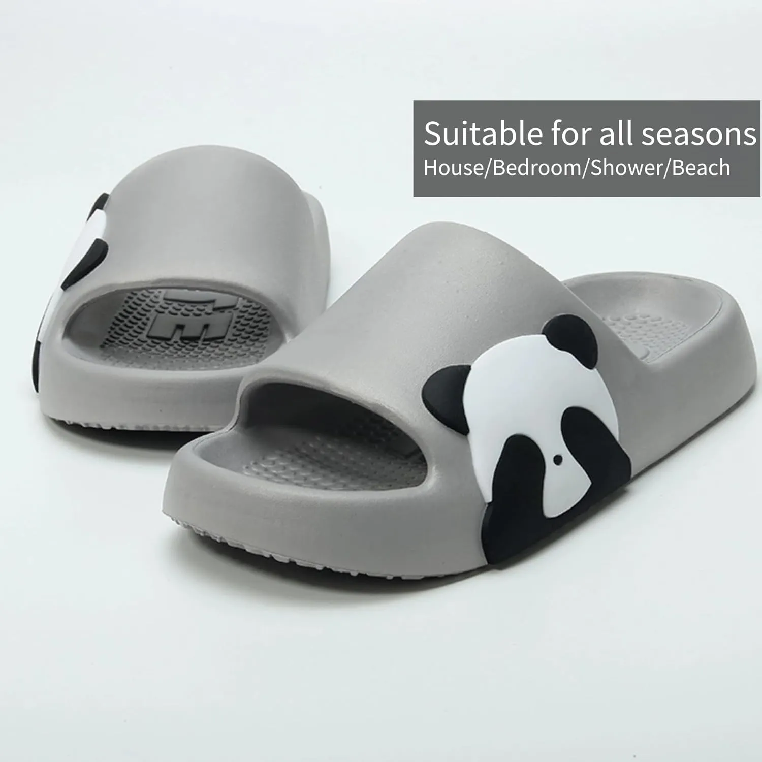 Cute Panda Slippers for Women Men Indoor Outdoor House Shower Shoes Non-Slip Adorable Cartoon Panda Slides Comfortable Couple Home Summer Sandals
