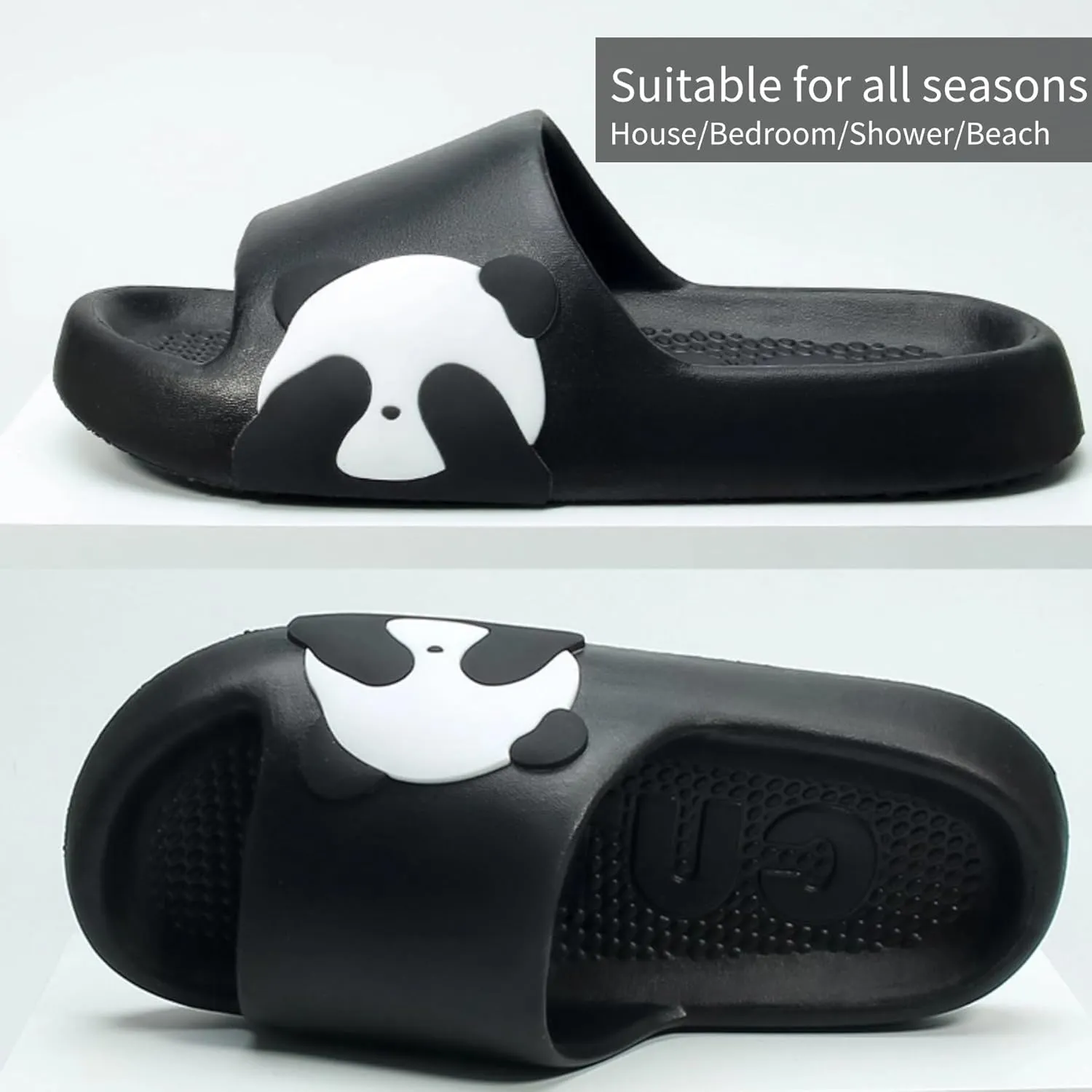 Cute Panda Slippers for Women Men Indoor Outdoor House Shower Shoes Non-Slip Adorable Cartoon Panda Slides Comfortable Couple Home Summer Sandals