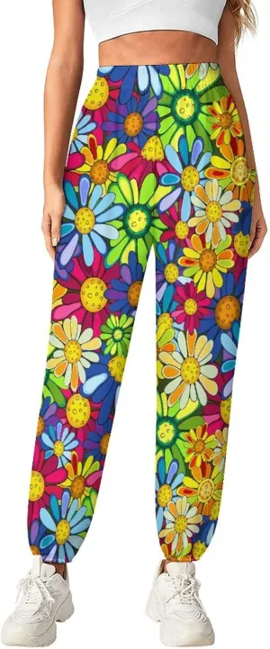 Daisy Print Yoga Bloomers Woman Hippie Harem Pant Lantern Pants Elastic Gym Leggings Loose Casual Sport Pants