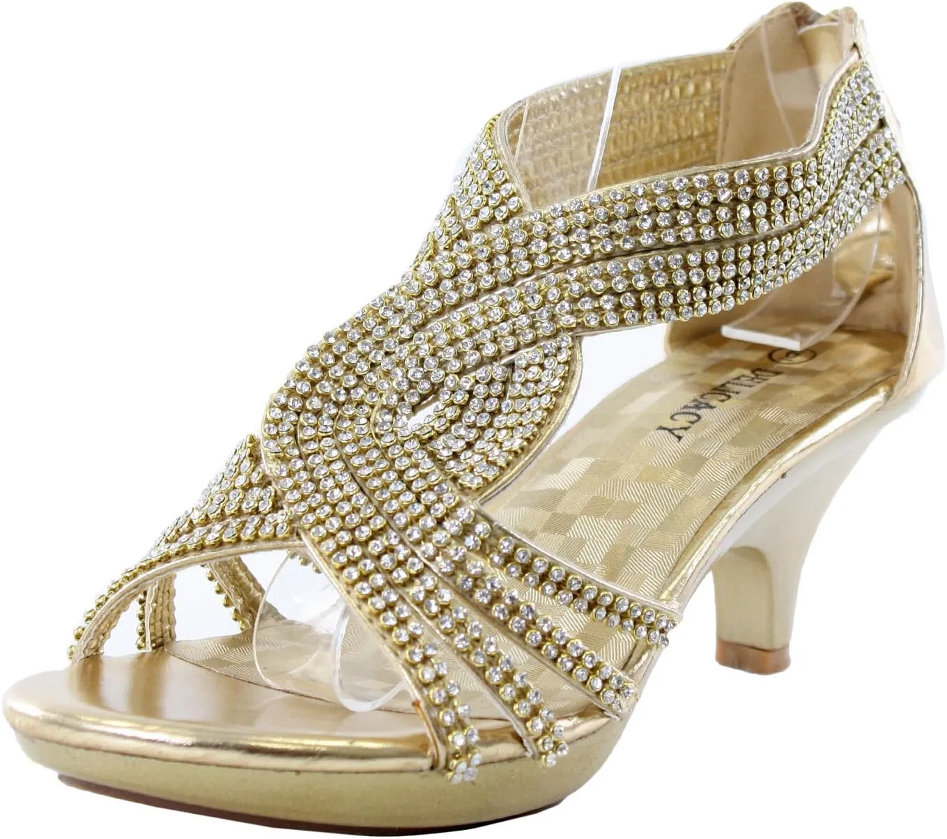 Delicacy JJF Shoes -62 Womens Strappy Rhinestone Dress Sandal Low Heel