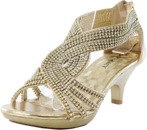 Delicacy JJF Shoes -62 Womens Strappy Rhinestone Dress Sandal Low Heel