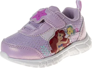 Disney Character Strap Shoes for Baby Girls - Little Mermaid Ariel Comftable Lightweight Sneakers (Size 2-4 Infant 5-6 Toddler)