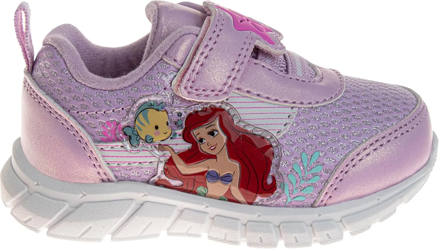 Disney Character Strap Shoes for Baby Girls - Little Mermaid Ariel Comftable Lightweight Sneakers (Size 2-4 Infant 5-6 Toddler)