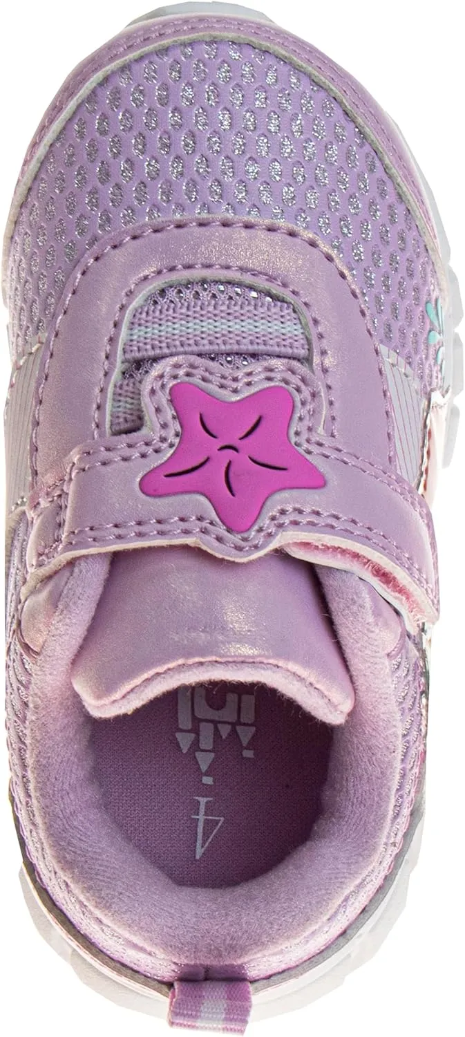 Disney Character Strap Shoes for Baby Girls - Little Mermaid Ariel Comftable Lightweight Sneakers (Size 2-4 Infant 5-6 Toddler)