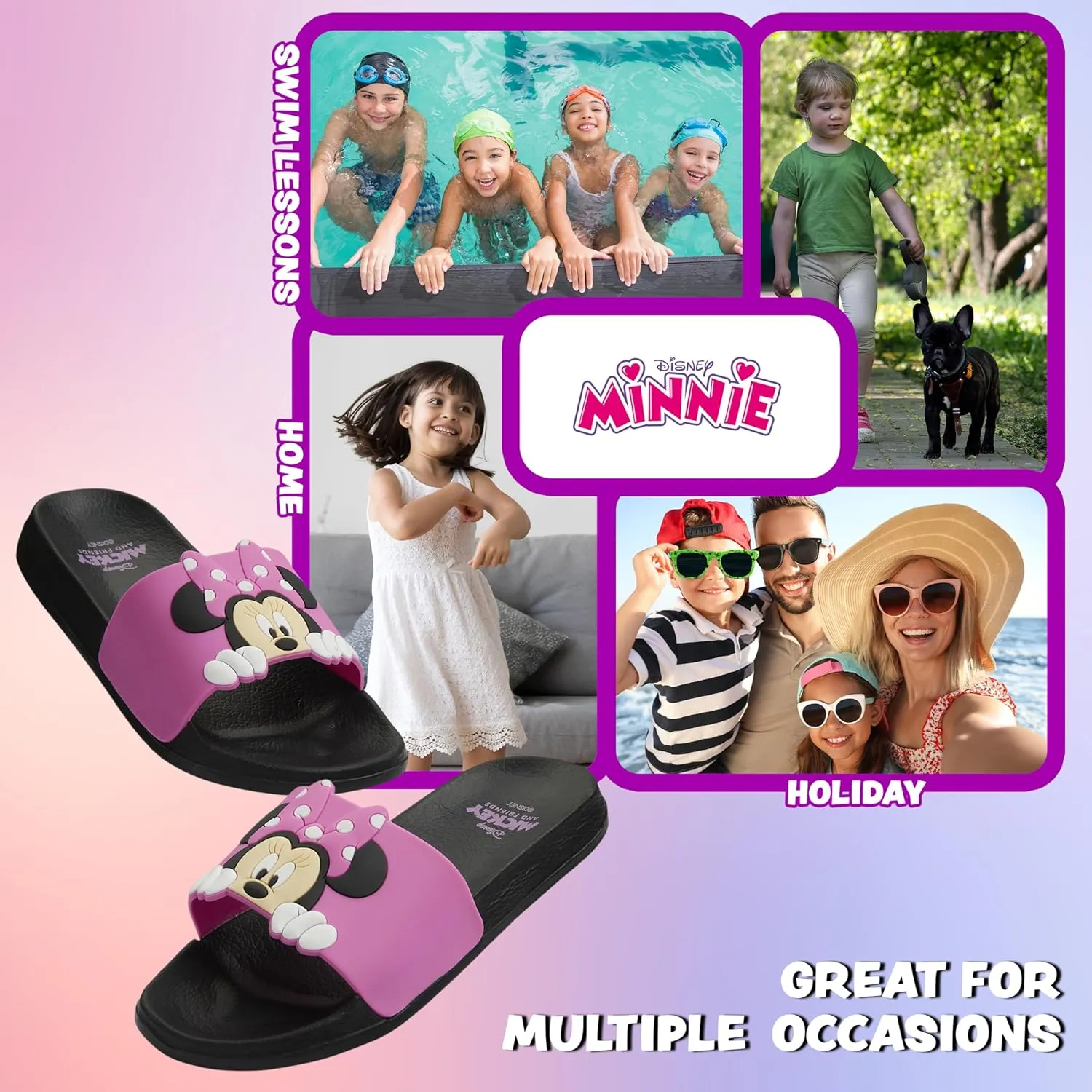Disney Girls Sliders, Pool or Beach Shoes for Kids - Girls Gifts