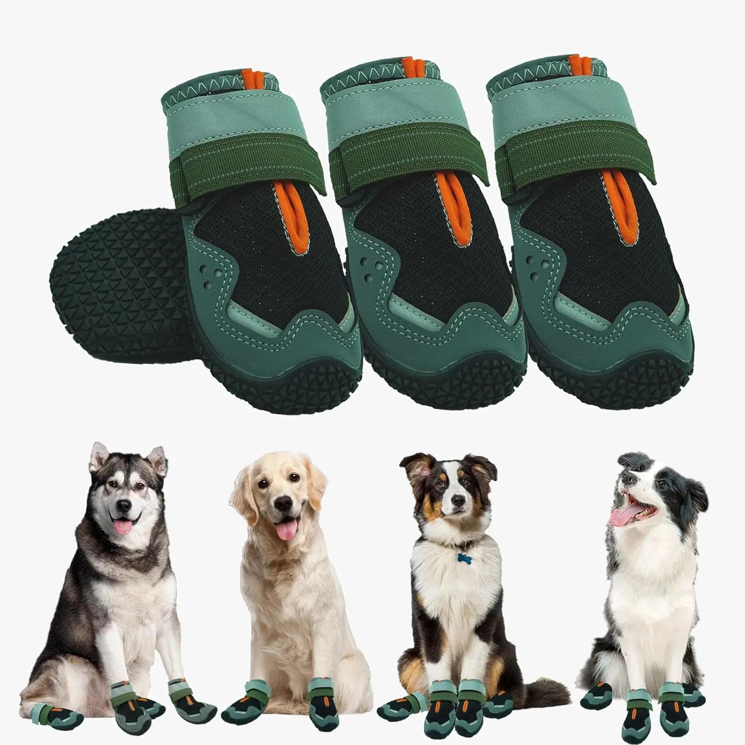 Dog Shoes for Large Medium Small Size Paw Protector, Mesh Breathable Pet Booties Summer Hot Pavement Waterproof with Anti Slip Rubber for Hardwood Floors Outdoor Running Winter Snow (Black)