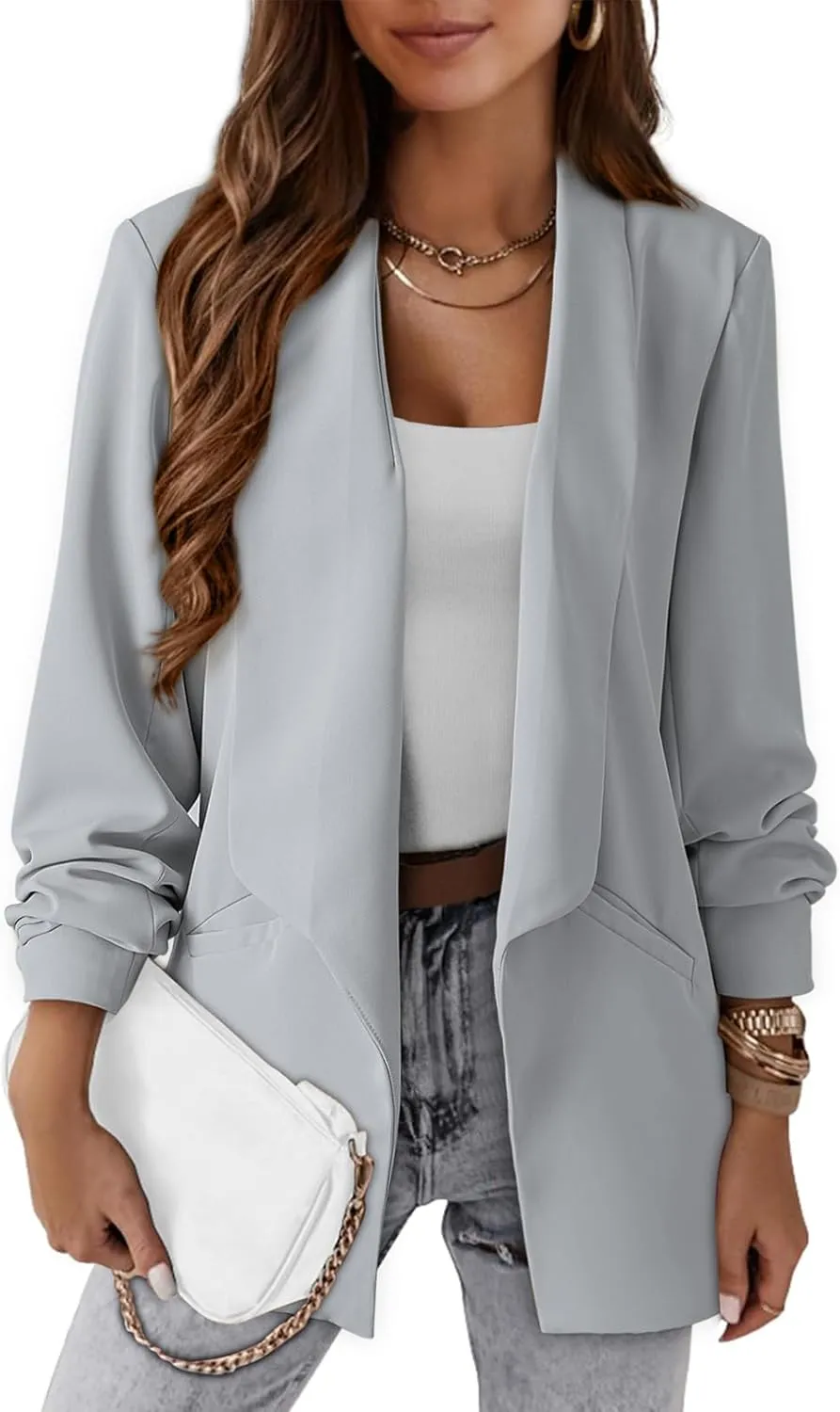 Dokotoo Blazers for Women Business Casual Long Sleeve Open Front Lightweight Work Office Suit Jackets Blazer