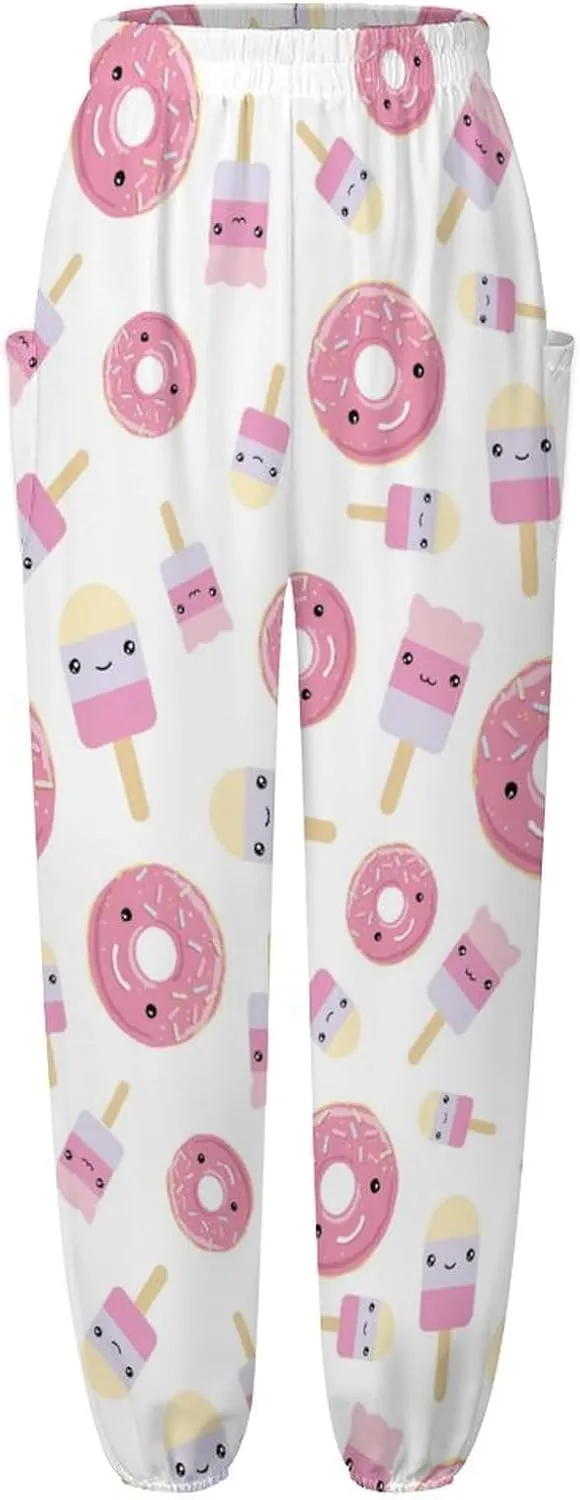 Dount Print Yoga Bloomers Womens Hippie Harem Pant Elephant Pants Elastic Gym Joggers Loose Casual Slacks Sweatpants