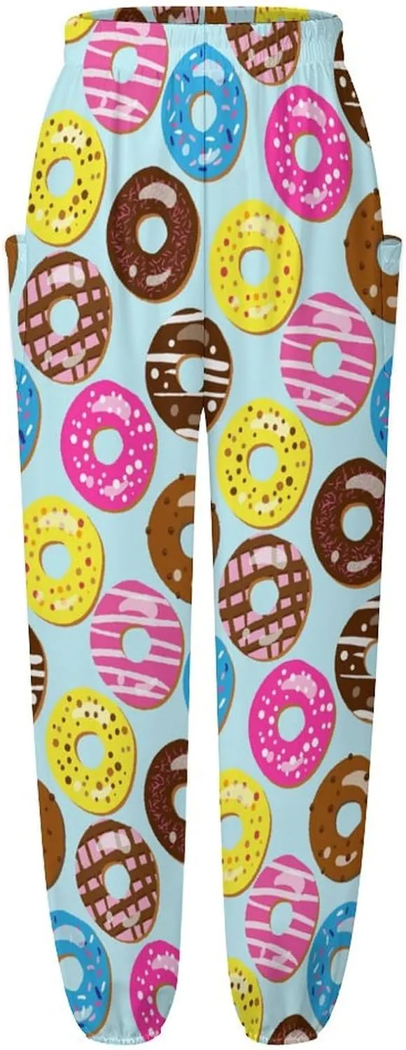Dount Print Yoga Bloomers Womens Hippie Harem Pant Elephant Pants Elastic Gym Joggers Loose Casual Slacks Sweatpants