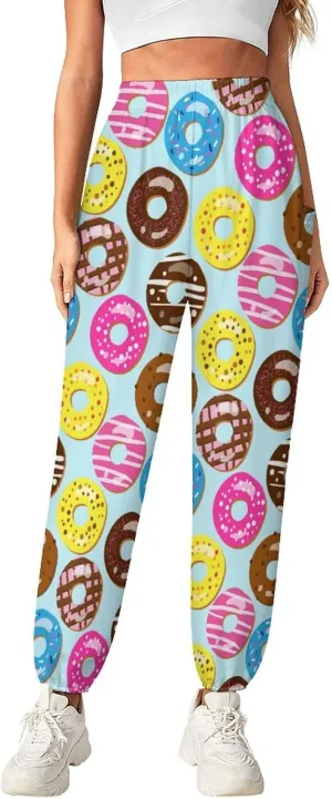 Dount Print Yoga Bloomers Womens Hippie Harem Pant Elephant Pants Elastic Gym Joggers Loose Casual Slacks Sweatpants