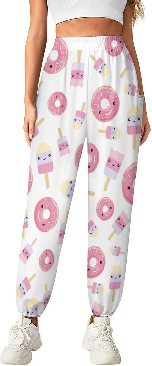 Dount Print Yoga Bloomers Womens Hippie Harem Pant Elephant Pants Elastic Gym Joggers Loose Casual Slacks Sweatpants