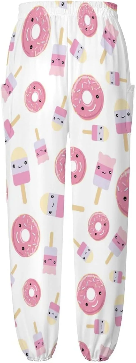 Dount Print Yoga Bloomers Womens Hippie Harem Pant Elephant Pants Elastic Gym Joggers Loose Casual Slacks Sweatpants