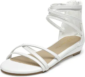 DREAM PAIRS Girls Ankle Strap Flat Sandals Summer Dressy Strappy Gladiator Rhinestones Platform Low Heels Shoes