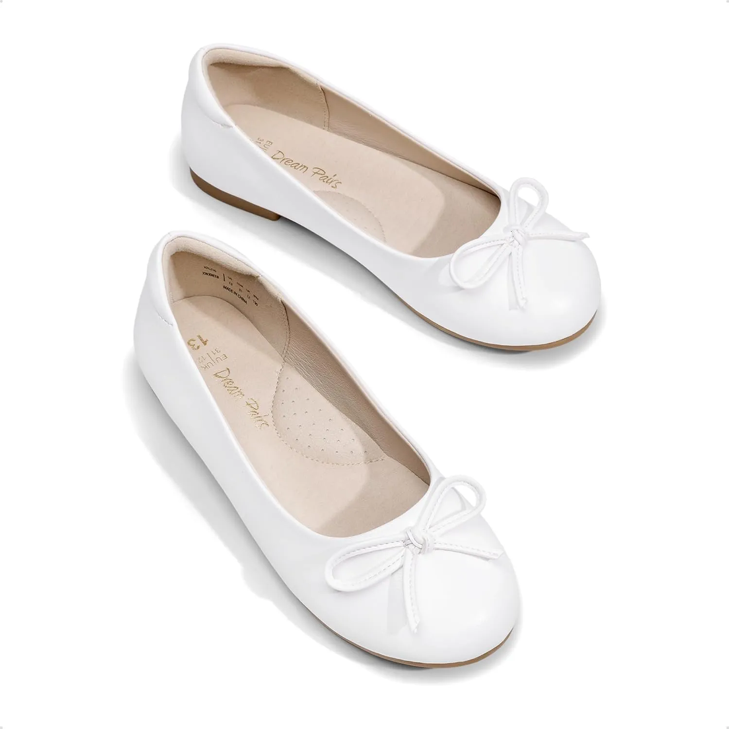 DREAM PAIRS Girls Dress Shoes Ballet Flats Slip-on Fashion Bow Flower Girl Shoes for Wedding, School, Party, Birthday