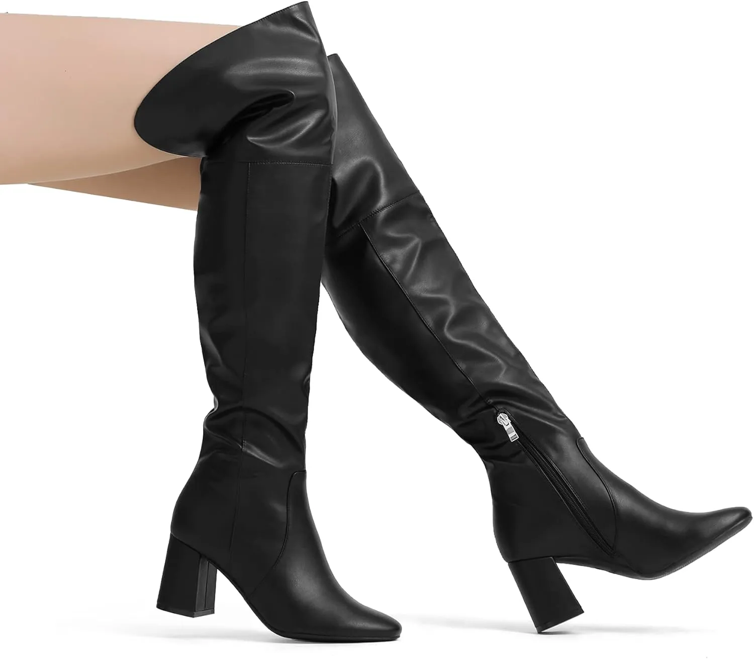 DREAM PAIRS Women’s Thigh High Over the Knee Fashion Chunky Heel Long Boots