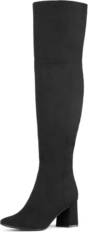 DREAM PAIRS Women’s Thigh High Over the Knee Fashion Chunky Heel Long Boots