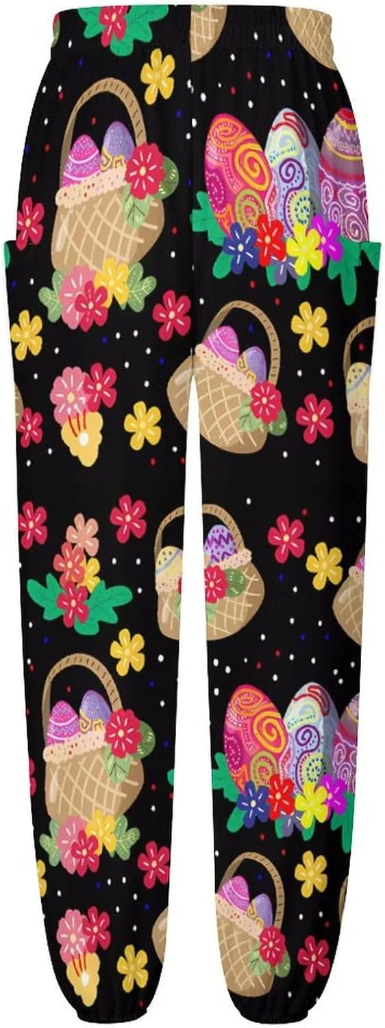 Easter Eggs Print Yoga Bloomers Womens Hippie Harem Pant Lantern Pants Elastic Gym Yoga Clothes Loose Casual Slacks