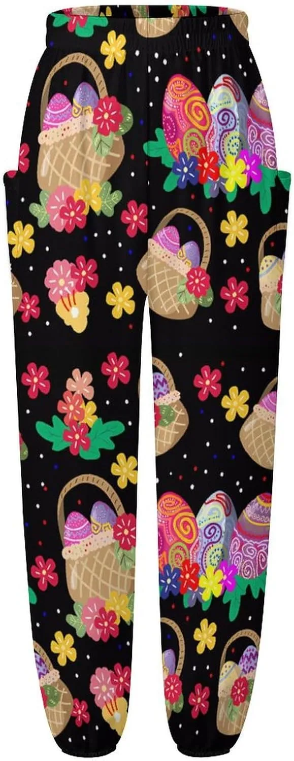 Easter Eggs Print Yoga Bloomers Womens Hippie Harem Pant Lantern Pants Elastic Gym Yoga Clothes Loose Casual Slacks
