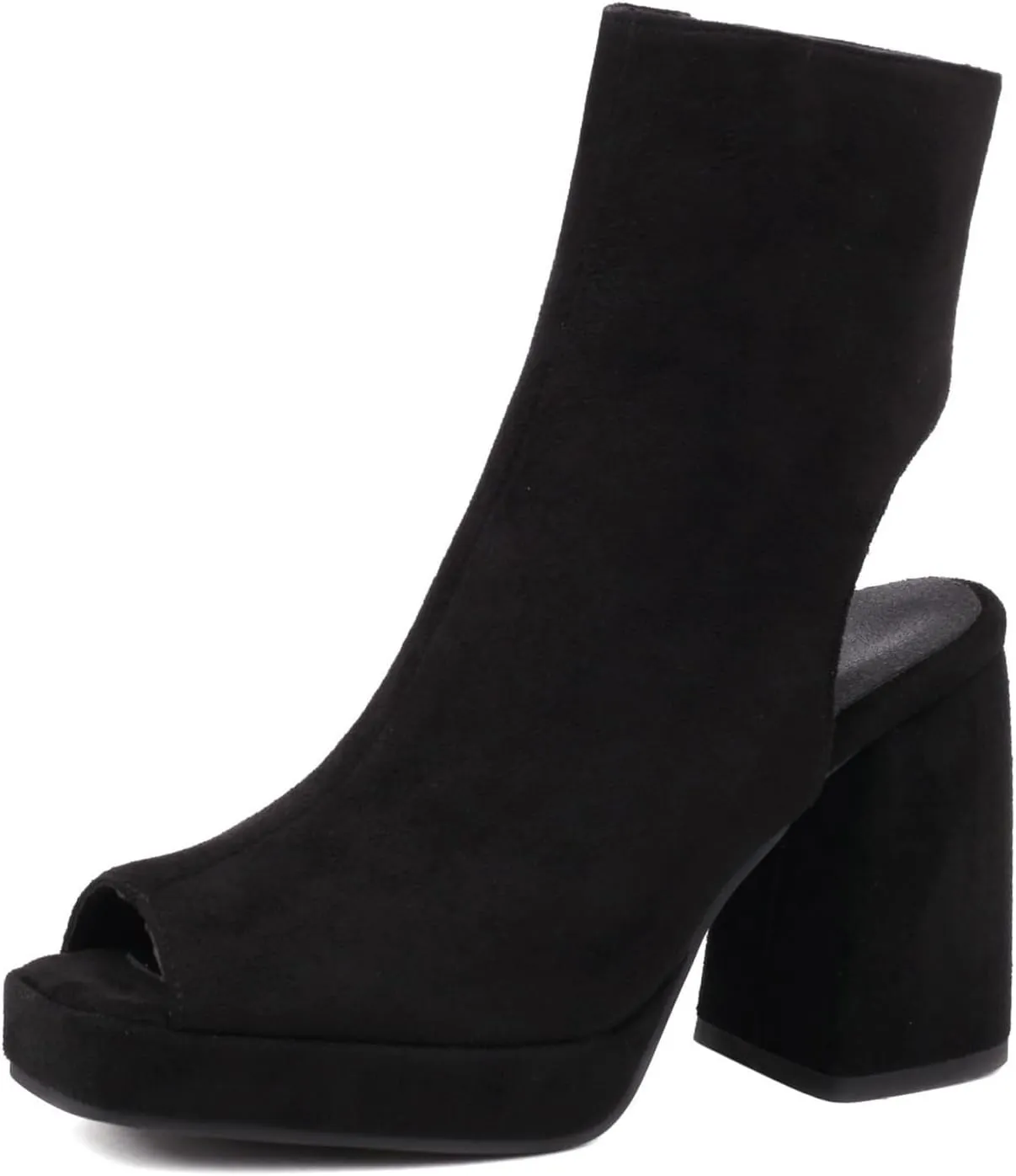 Elbslutt Women's Platform Peep Toe Sandals Chunky Heel Open Toe Booties Block Heel Ankle Boots Zip Up