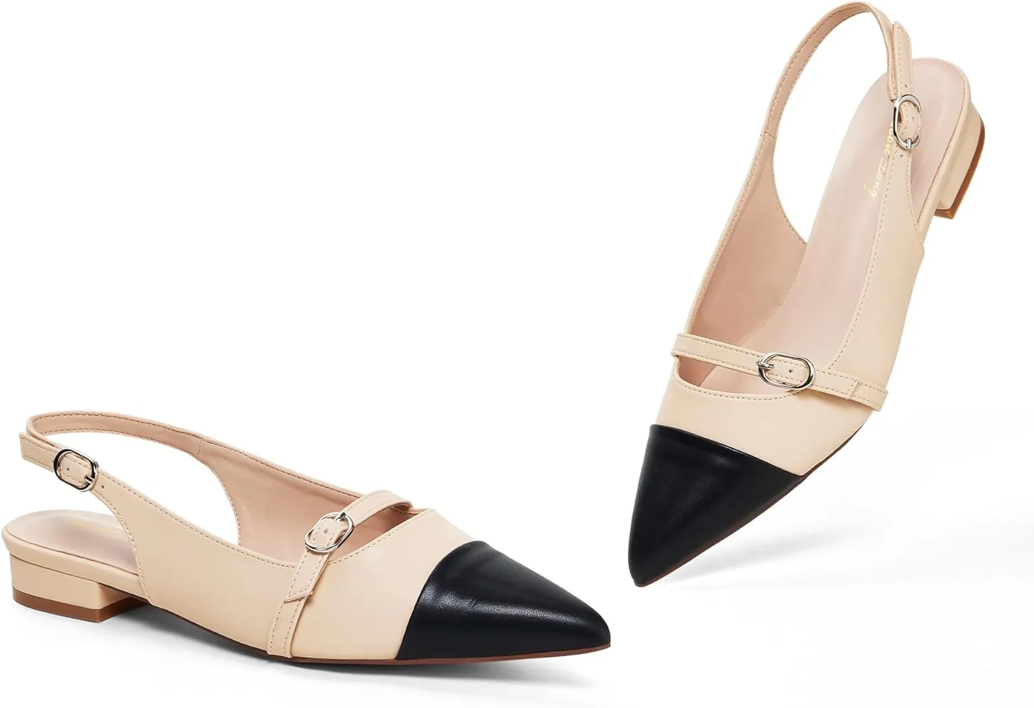 Elisabet Tang Women Slingback Flats with Rhinestone Pointed Toe Flats for Women Dressy Shoes
