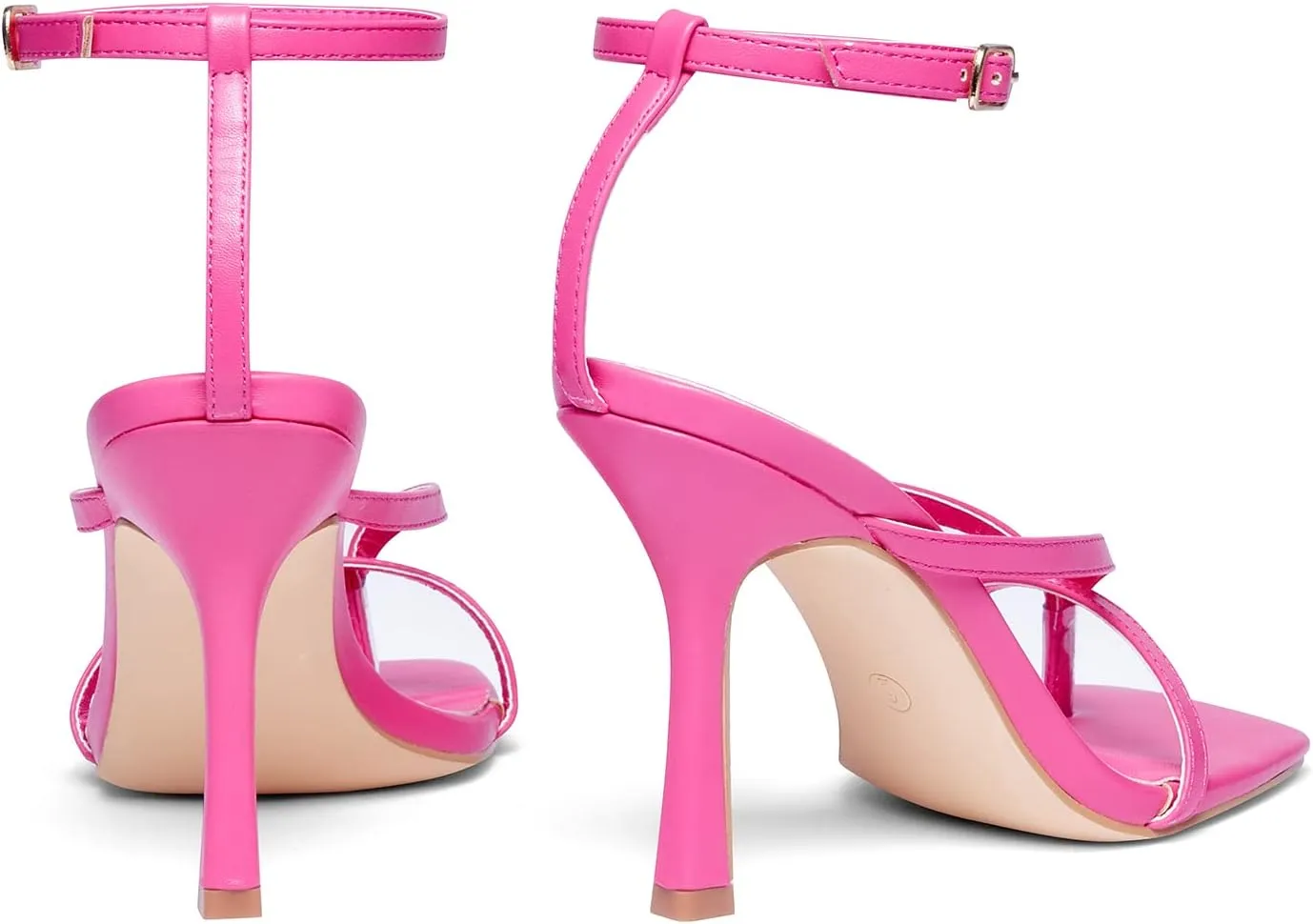 Elisabet Tang Womens Square Toe Heeled Sandals,4.3 inch Square Toe Thong Strappy Ankle Strap Stiletto Heel Sandals Wedding Dress Party Shoes