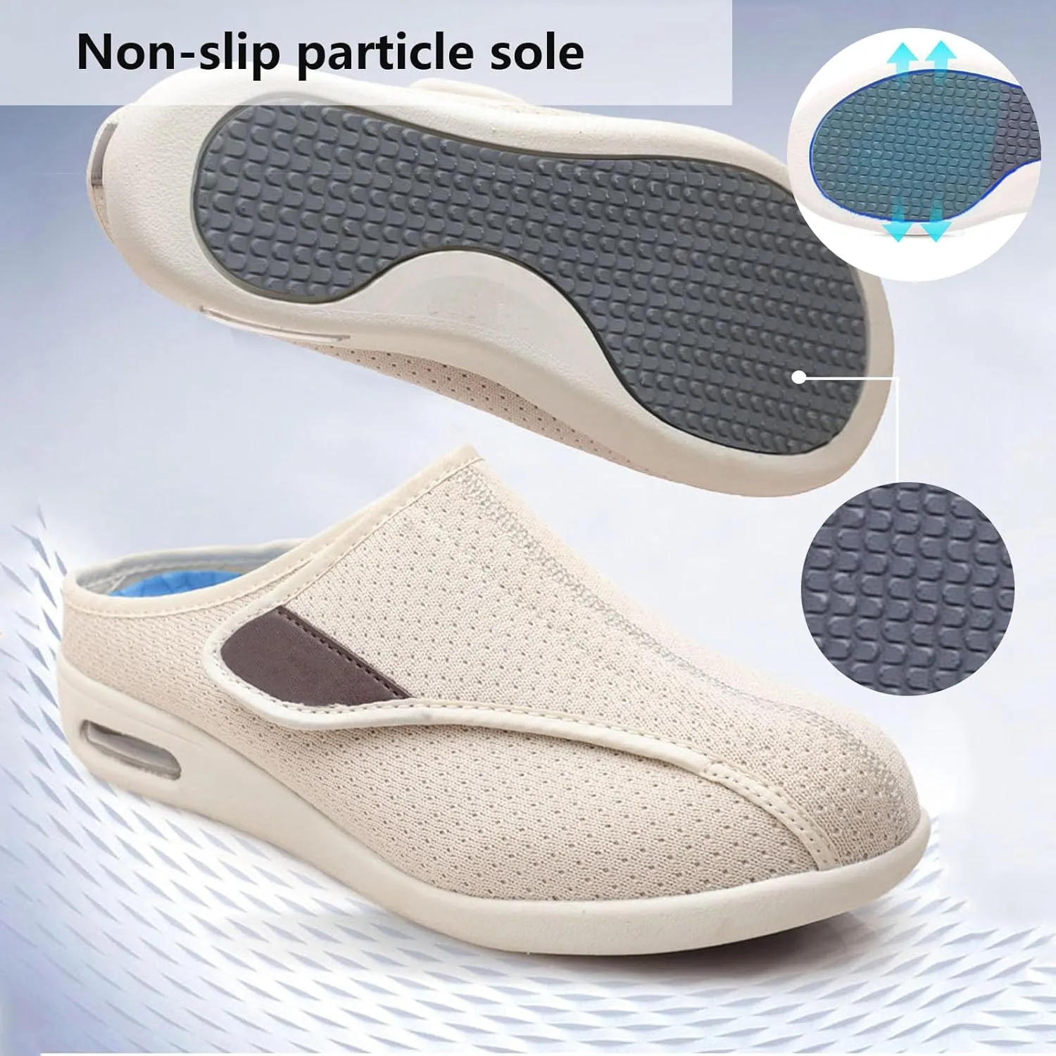 Extra Wide Walking Edema Sneakers,Wide Widths Walking Edema Slippers Adjustable Strap - Ideal for Diabetes, Edema, Plantar Fasciitis, and Swollen Feet