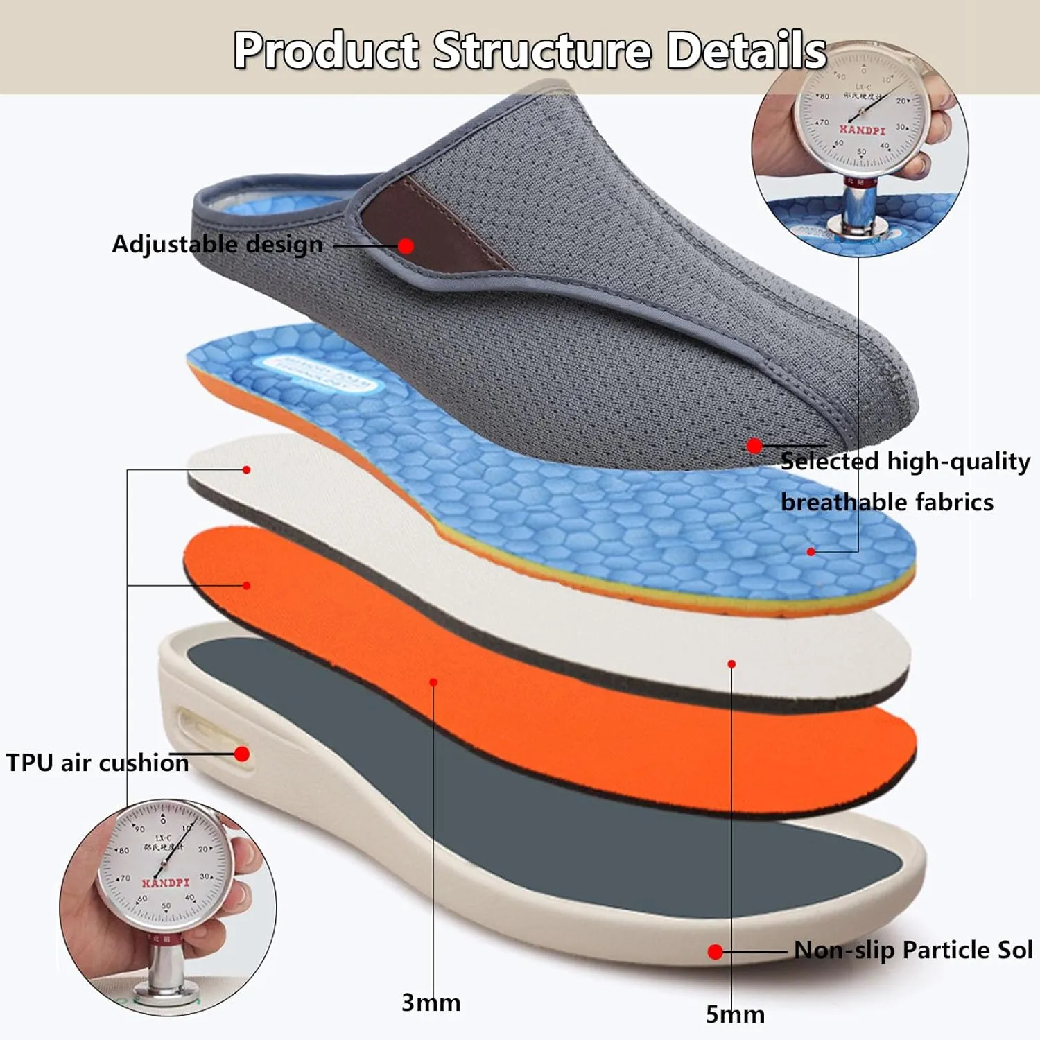 Extra Wide Walking Edema Sneakers,Wide Widths Walking Edema Slippers Adjustable Strap - Ideal for Diabetes, Edema, Plantar Fasciitis, and Swollen Feet