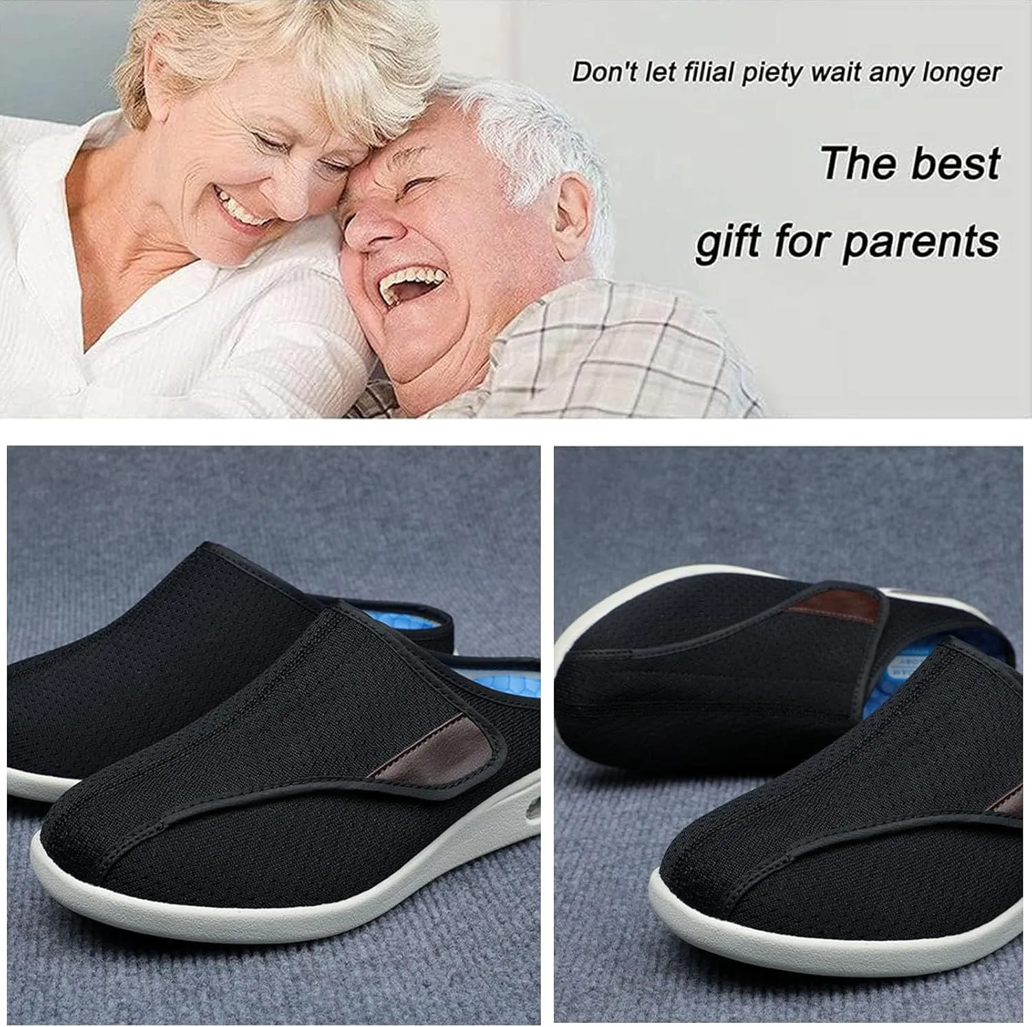 Extra Wide Walking Edema Sneakers,Wide Widths Walking Edema Slippers Adjustable Strap - Ideal for Diabetes, Edema, Plantar Fasciitis, and Swollen Feet