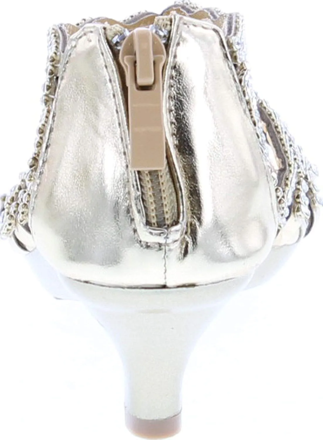 Fabulous Angel76 Kids Rhinestone Cut Out Starppy Platform Low Heel Dress Sandals