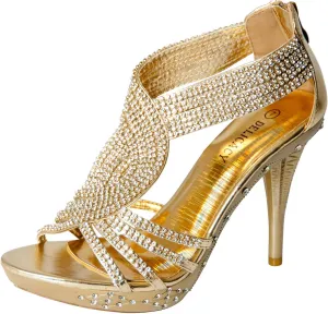 Fabulous Delicacy 07 Womens Rhinestone Event Dress Sandals Gold