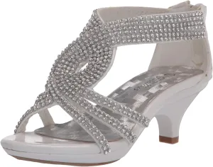 Fabulous Kids Teresa 86K Little Girls Rhinestone Pageant Heels Synthetic Sandals Silver