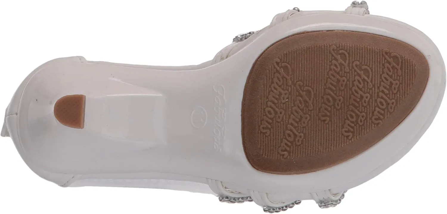 Fabulous Kids Teresa 86K Little Girls Rhinestone Pageant Heels Synthetic Sandals Silver