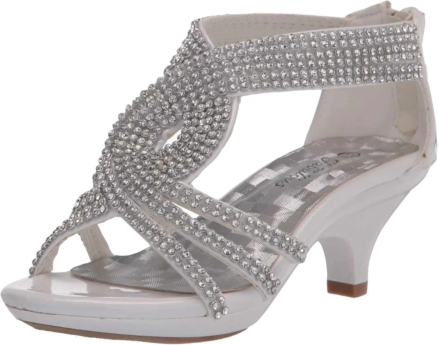 Fabulous Kids Teresa 86K Little Girls Rhinestone Pageant Heels Synthetic Sandals Silver